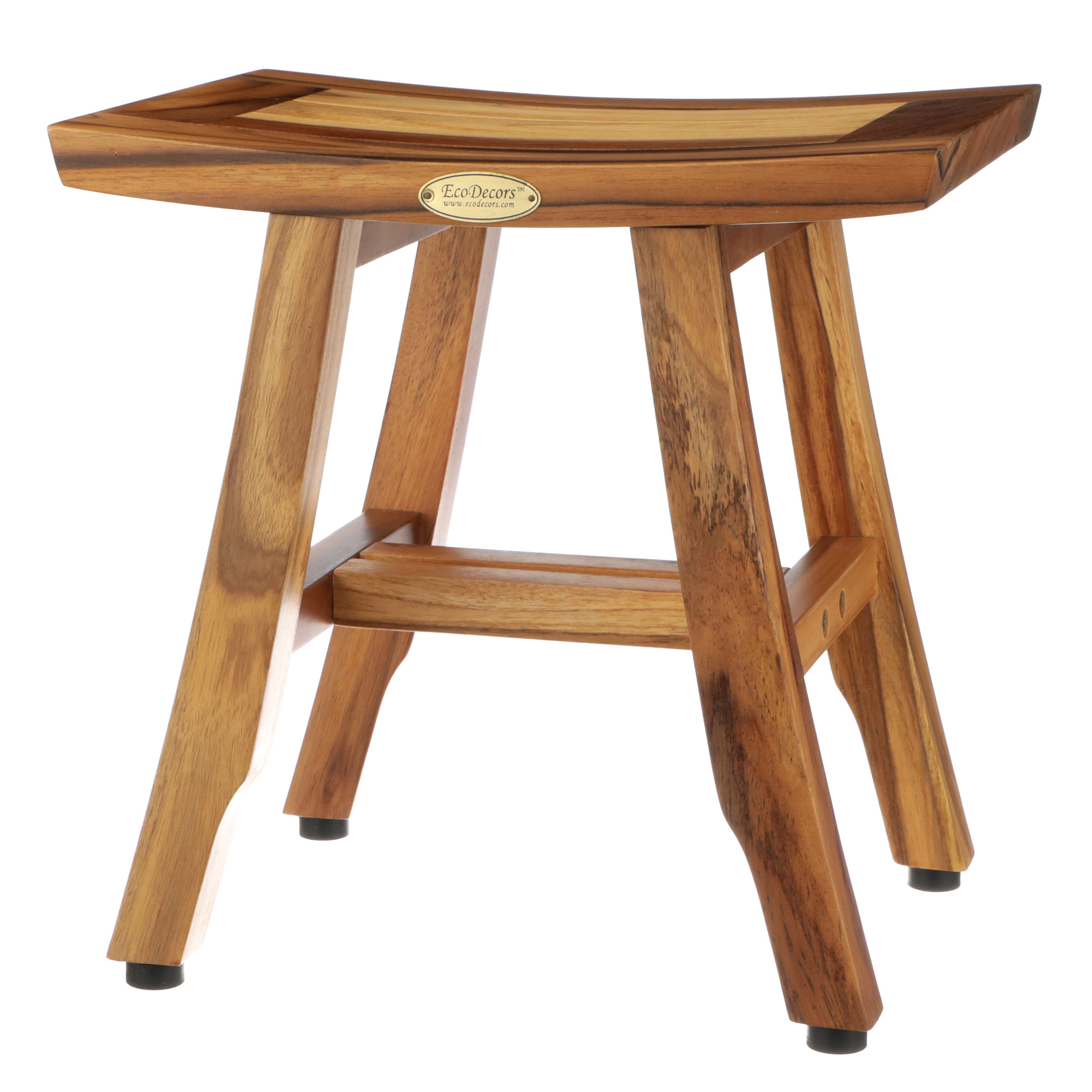 EcoDecors Satori EcoDecors 14 inch Teak Shower Stool Small Bathroom Stool Teak Shower Shaving Foot Rest Teak Shower Shaving Stool 14 Inch width 14 Inch Height Natural Teak Reviews Wayfair